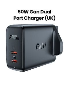 Acefast PD50W GaN Dual Port Charger (USB-C+USB-C) UK - Black | A32