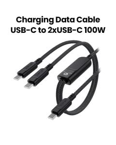Acefast USB-C 2-in-1 100W Intelligent Balance Aluminum Alloy Charging Data Cable - Black | C5-11