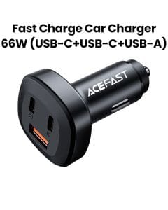 Acefast 66W Three-Port Metal Car Charger (USB-C+USB-C+USB-A) - Black | B3