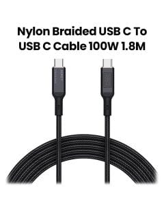 Aukey 1.8M 100W Nylon Braided USB-C to USB-C Cable with LCD Display -Black |CB-MCC102 BK
