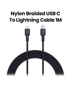 Aukey 1M Nylon Braided USB-C to Lightning Cable - Black |CB-NCL1-BK