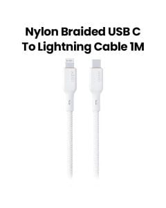 Aukey 1M Nylon Braided USB-C to Lightning Cable - White |CB-NCL1-WH