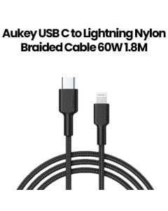 Aukey 1.8M Nylon Braided USB-C to Lightning Cable - Black |CB-NCL2-BK