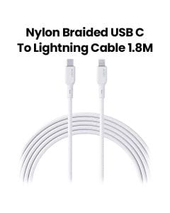 Aukey 1.8M Nylon Braided USB-C to Lightning Cable - White|CB-NCL2-WH