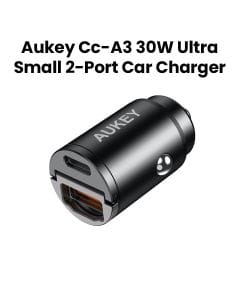 Aukey 30W Ultra Small 2-Port Car Charger (A+C Port) - Black |CC-A3-SV