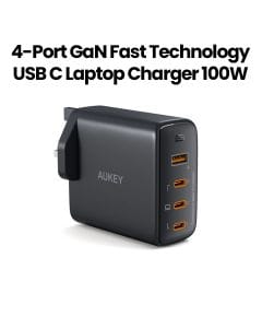 Aukey 4-Port 100W PD Wall Charger with GaN Power Tech - Black |PA-B7S-BK