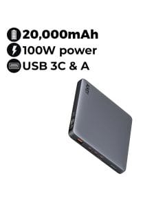 Aukey 20000mAh 100W PD 1A+3C Power Bank - Gray |PB-Y44-GY