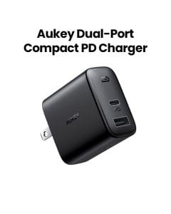 Aukey Dual-Port Wall Charger 32W Compact PD - Black |PA-F3S BK
