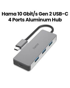 Hama USB-C Hub 4 Ports USB 3.2 Gen 2 10 Gbit/s Alu - Gray |200105