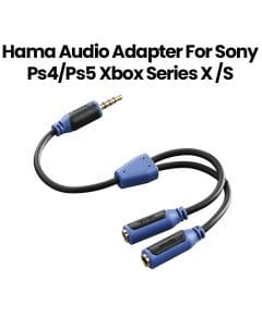 Hama Super Soft Audio Adapter for Sony PS4 / PS5, Xbox Series X/S - Black and Blue |1X72
