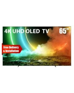 Philips 65" 4K UHD OLED Android TV with HDR10+, Ambilight, Dolby Atmos DTS, and HDMI 4 | 65OLED706/56
