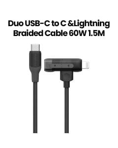Momax Duo 2-in-1 USB-C to USB-C + Lightning Cable 1.5M - Black |DL56D
