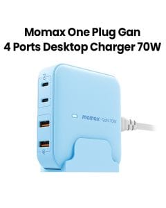 Momax One Plug PD 70W GAN 4 Ports Desktop Charger UK - Blue|UM50UKB