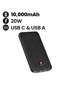 Swiss Military Power Bank 10,000mAh 2C1A with PD Fast Charge Black |SM-PB-10K-2C1A-PD-FASTCHRG