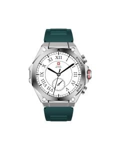 Swiss Military Smart Watch 1.43 Inch, Bluetooth Calling, Multi-Language, Wireless Charging, 7 Days Battery, IP67 - Silver/Green - SM-WCH-DOM6-SILF-GRNSS|2 Years Warranty
