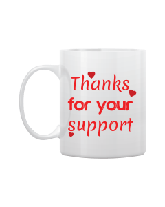 White Mug Printed in Red Expressing Gratitude