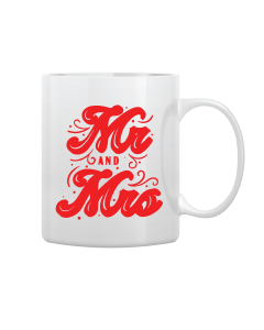 White Mug Printed in Red Mr. & Mrs.