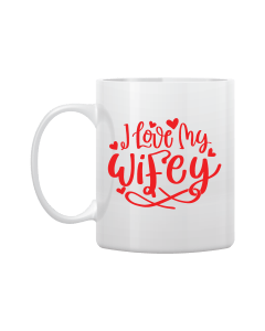 White Mug Printed in Red To My Wife