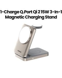 Momax 1-Charge Q.Port Qi 2 15W 3-in-1 Magnetic Wireless Charging Stand | Titanium | UD36L