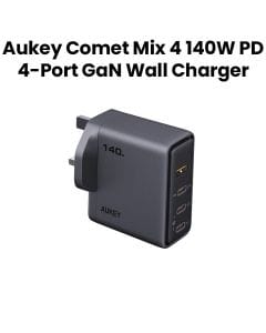 Aukey Comet Mix 4 140W PD 4-Port GaN Wall Charger with PPS for Laptop & Mobile – Gray | PA-C6