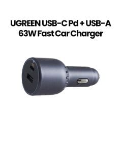 UGREEN USB-C PD+USB-A 63W Fast Car Charger | Without Cable | Grey | UG-CC-DUAL-EC701-63W-GRY