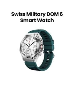 Swiss Military Smart Watch with Silver Frame & Green Silicon Strap | SM-WCH-DOM6-SILF-GRNSS