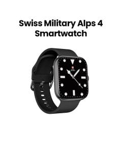 Swiss Military Smart Watch with Black Frame & Black Silicon Strap | SM-WCH-ALPS4-BLKF-BLKSS
