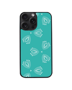 iPhone 15 Pro Max Black Case  Printed With Nice Blue Background With White Pattern