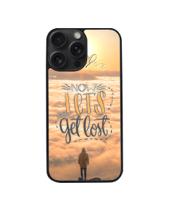 iPhone 15 Pro Max Black Case  Printed With Travel Lettering With Quote And Image