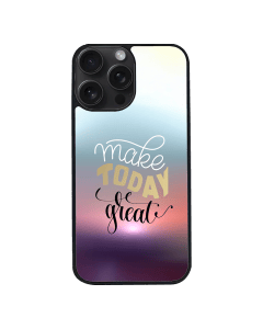 iPhone 15 Pro Max Black Case  Printed With Positive Quote Poster Sunset Blurred Background