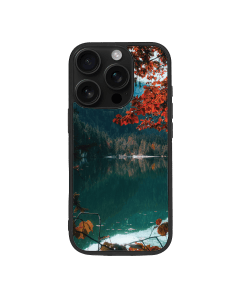 iPhone 16 Pro Max Black Case Printed With Brown Green Trees Beside River Daytime