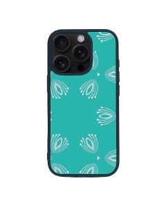 iPhone 16 Pro Max Black Case  Printed With Nice Blue Background With White Pattern
