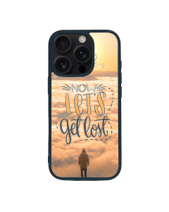 iPhone 16 Pro Max Black Case  Printed With Travel Lettering With Quote And Image