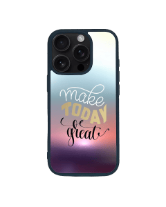 iPhone 16 Pro Max Black Case  Printed With Positive Quote Poster Sunset Blurred Background