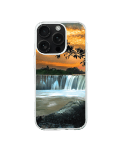 iPhone 16 Pro Max Transparant Case Printed With Scenic View Waterfall Againest Sky Sunset