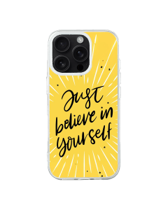 iPhone 16 Pro Max Transparant Case Printed With Modern Motivation Quote Yellow Color