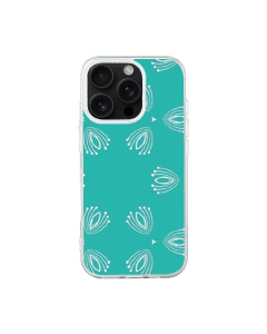 iPhone 16 Pro Transparant Case Printed With Nice Blue Background With White Pattern