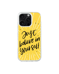 iPhone 16 Pro Transparant Case Printed With Modern Motivation Quote Yellow Color