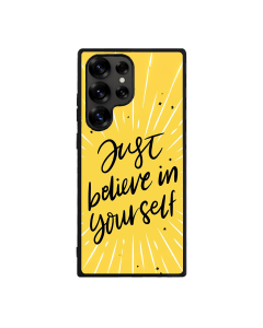 Samsung S25 Ultra Black Case  Printed With Modern Motivation Quote Yellow Color