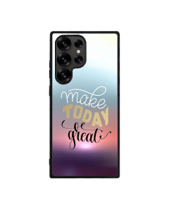 Samsung S25 Ultra Black Case  Printed With Positive Quote Poster Sunset Blurred Background