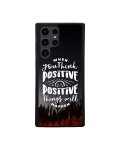Samsung S24 Ultra Black Case  Printed With Positive Quote Poster Sunset Blurred Background
