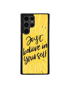 Samsung S24 Ultra Black Case  Printed With Modern Motivation Quote Yellow Color