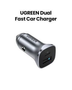 UGREEN USB-C PD 20W & QC 18W Fast Car Charger Adapter | Space Gray | UG-CC-DUAL-CD130-24W-GRY