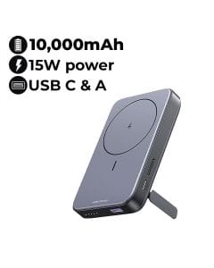 UGREEN 10,000mAh MagSafe Power Bank 15W with Kickstand | Grey | UG-PB-MSafe-PB206-10000C-GRY