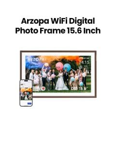 Arzopa 15.6" Digital Photo Frame Touch Screen Unlimited Cloud Storage | Brown | B0DTPNPKG6