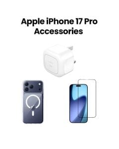 Belkin iPhone 17 Pro Accessories Bundle MegSafe Clear Case + Glass Screen Protector + 30W USB-C Wall Charger | Transparent