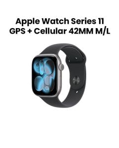 Apple Watch Series 11 GPS + Cellular 42mm Space Grey Aluminium Case with Black Sport Band M/L | MF8C4AF/A
