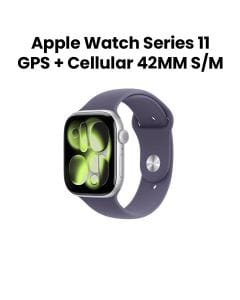 Apple Watch Series 11 GPS + Cellular 42mm Silver Aluminium Case with Purple Fog Sport Band S/M | MF8H4AF/A