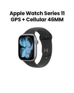 Apple Watch Series 11 GPS + Cellular S/M 46mm, Always On Retina Display, All Day Battery Life - Space Gray Aluminium Case With Black Sport Band - MFC94AF/A