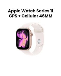 Apple Watch Series 11 GPS + Cellular M/L 46mm, Always On Retina Display, All Day Battery Life - Rose Gold Aluminium Case With Light Blush Sport Band - MFCJ4AF/A
